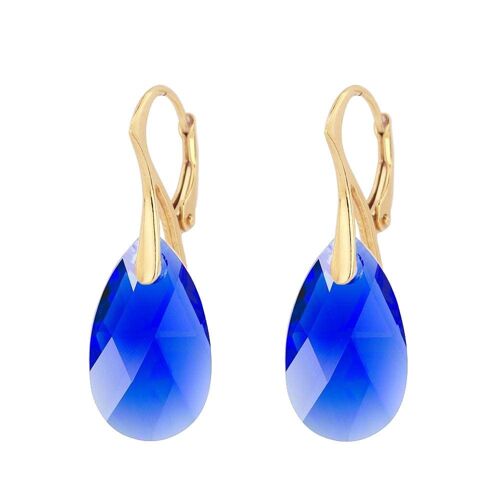 Large drop earrings, 22mm crystal (silver trim only) - Majestic Blue