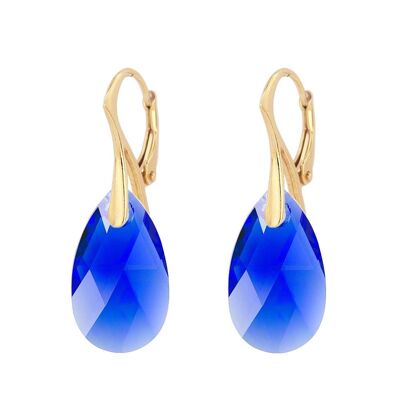 Orecchini pendenti grandi, cristallo 22mm (solo finiture argento) - Majestic Blue