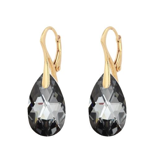 Large drop earrings, 22mm crystal (silver trim only) - Silvernight