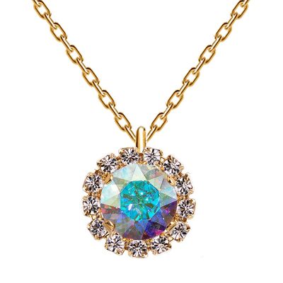 Luxurious necklace, 8mm crystal - gold - aurore borale