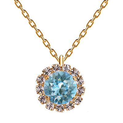 Collier luxueux, cristal 8mm - or - Aigue-marine