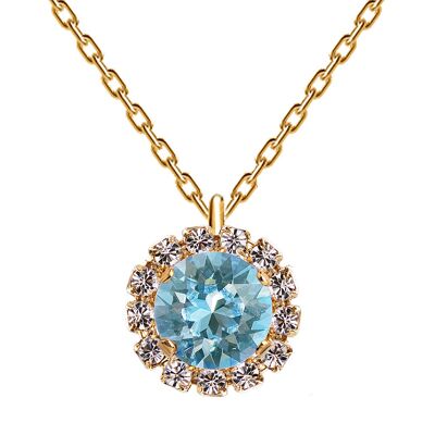Luxurious necklace, 8mm crystal - gold - Aquamarine