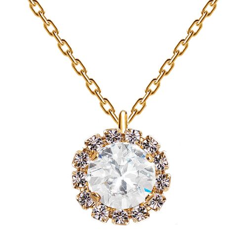 Luxurious necklace, 8mm crystal - gold - crystal