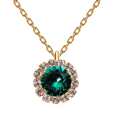 Luxurious necklace, 8mm crystal - gold - emerald