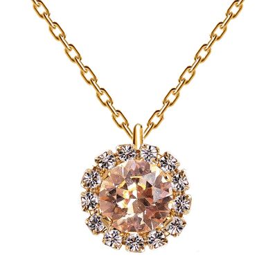 Luxuriöse Halskette, 8 mm Kristall – Gold – Heller Pfirsich