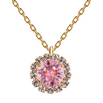 Luxurious necklace, 8mm crystal - gold - Light Rose