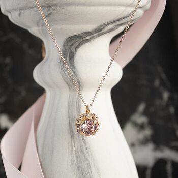 Collier luxueux, cristal 8mm - or - Light Rose 3