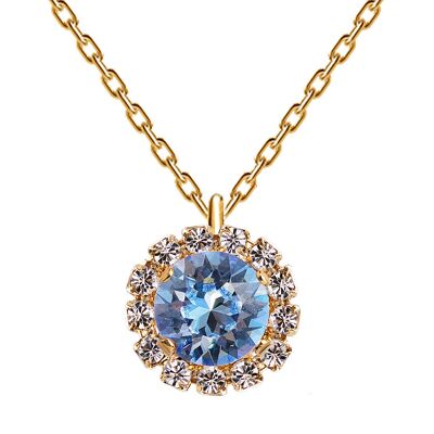 Luxurious necklace, 8mm crystal - gold - light saphire