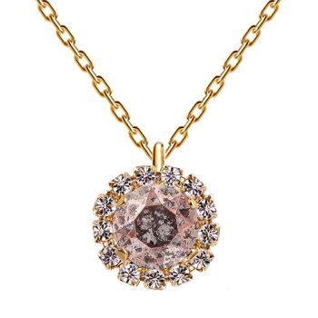 Collier luxueux, cristal 8mm - or - patine rose 1