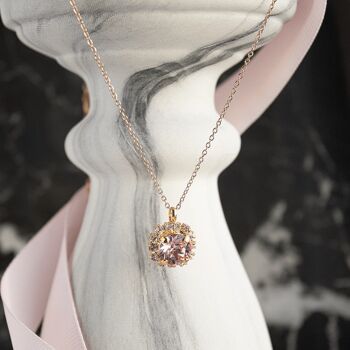 Collier luxueux, cristal 8mm - or - patine rose 3