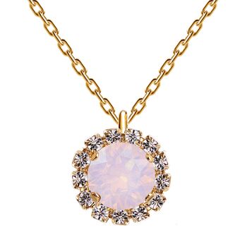 Collier luxueux, cristal 8mm - or - Rose Water Opal 1