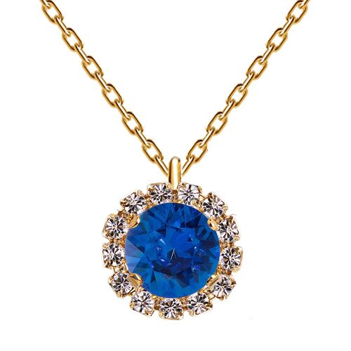 Luxurious necklace, 8mm crystal - gold - saphire