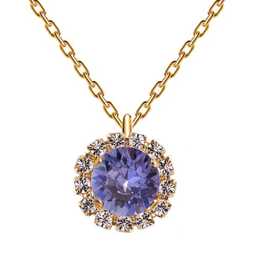 Luxurious necklace, 8mm crystal - gold - tanzanite