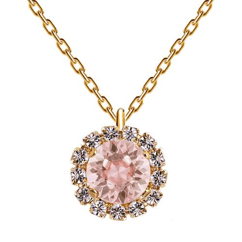 Luxurious necklace, 8mm crystal - gold - vintage rose