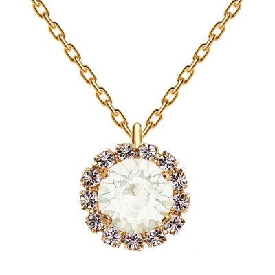 Collier luxueux, cristal 8mm - or - Opale blanche