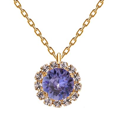 Luxurious necklace, 8mm crystal - silver - tanzanite