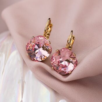 Boucles d'oreilles diamant, cristal 10mm - or - améthyste 3