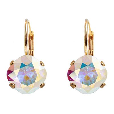 Diamond earrings, 10mm crystal - gold - aurore borale