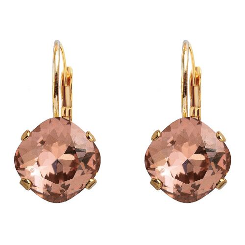 Diamond earrings, 10mm crystal - gold - blush Rose
