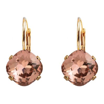 Orecchini con diamanti, cristallo 10mm - oro - rosa cipria