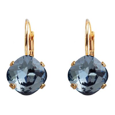 Diamond earrings, 10mm crystal - gold - Denim Blue
