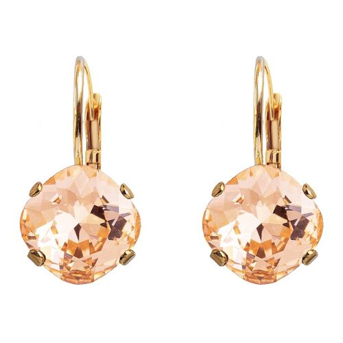 Diamond earrings, 10mm crystal - gold - Light Peach