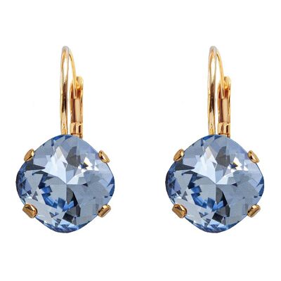Diamond earrings, 10mm crystal - gold - light saphire