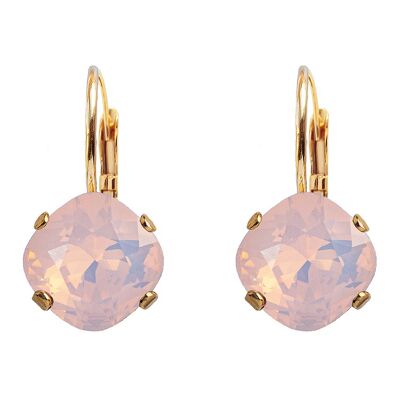 Pendientes de diamantes, cristal de 10 mm - oro - Ópalo de agua de rosa