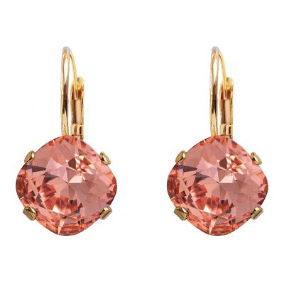 Diamond earrings, 10mm crystal - gold - Rose Peach