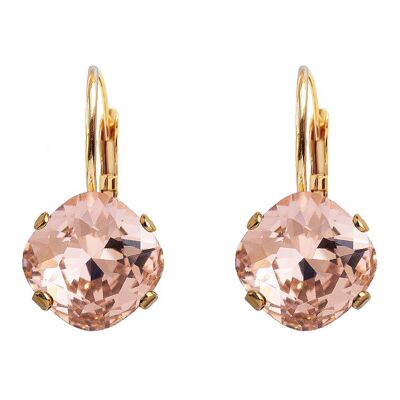 Pendientes de diamantes, cristal de 10 mm - oro - rosa vintage