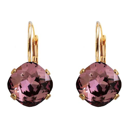 Diamond earrings, 10mm crystal - silver - antique pink