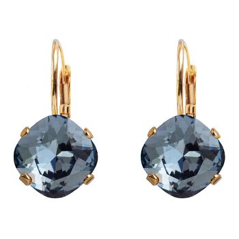 Boucles d'oreilles diamant, cristal 10mm - argent - Bleu Denim 1