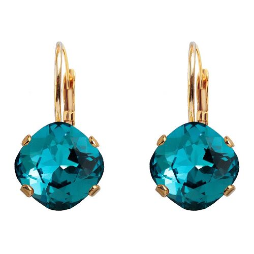 Diamond earrings, 10mm crystal - Silver - Indicolite