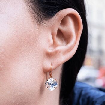 Boucles d'oreilles diamant, cristal 10mm - Argent - Pêche clair 2
