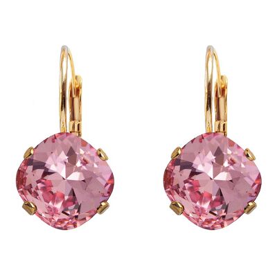 Boucles d'oreilles diamant, cristal 10mm - Argent - Rose clair