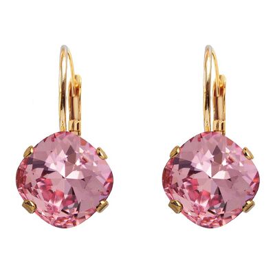 Diamond earrings, 10mm crystal - Silver - Light Rose