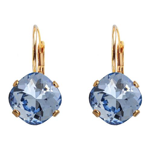 Diamond earrings, 10mm crystal - silver - light saphire
