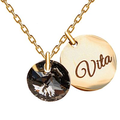 Necklace with personalized engraved word medallion - gold - Silvernight