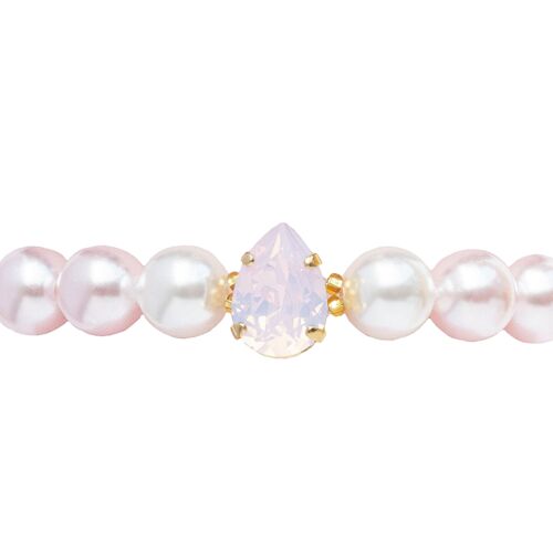 Pearl bracelet with crystal drops - gold - Rosaline / White