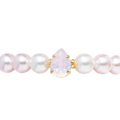 Bracelet de perles avec gouttes de cristal - or - Rosaline / Blanc