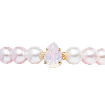 Bracelet de perles avec gouttes de cristal - or - Rosaline / Blanc 1