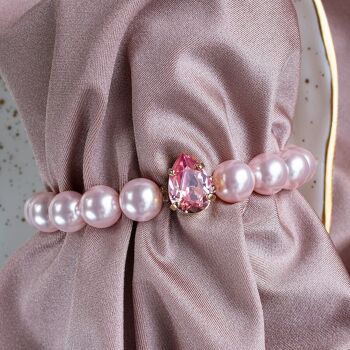 Bracelet de perles avec gouttes de cristal - or - Rosaline / Blanc 2
