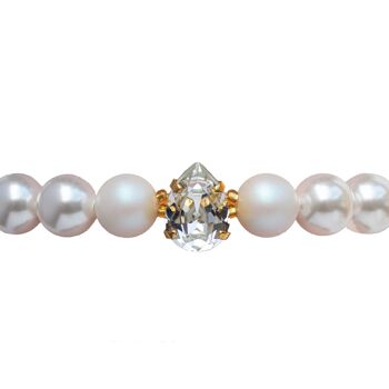 Bracelet de perles avec gouttes de cristal - or - Nacré / Blanc 1