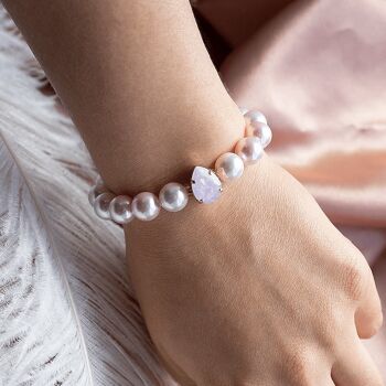 Bracelet de perles avec gouttes de cristal - or - Nacré / Blanc 3