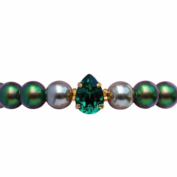 Bracelet de perles avec goutte de cristal - or - Scarabée / Gris clair 1