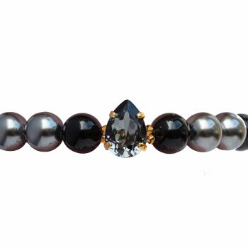 Bracelet de perles avec gouttes de cristal - argent - noir mystique / gris 1