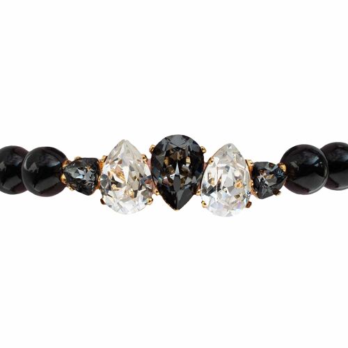 Pearl bracelet with crystal row - silver - mystic black