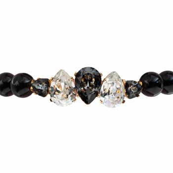 Bracelet de perles avec rangée de cristaux - argent - noir mystique 1