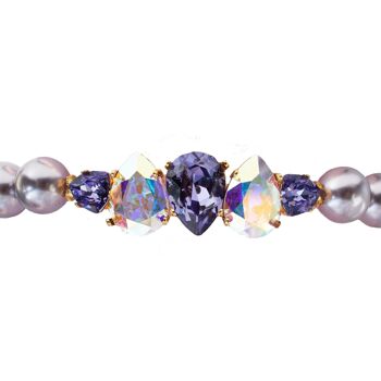 Bracelet de perles avec rangée de cristaux - or - mauve 1