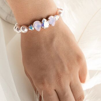 Bracelet de perles avec rangée de cristaux - or - mauve 3